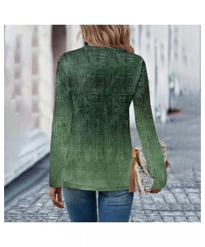 Tops for Women 2024 Button V Neck Tee Shirts Printing Work Ladies Tops and Blouses Long Sleeves Oversized Sweater 2-army Gree...