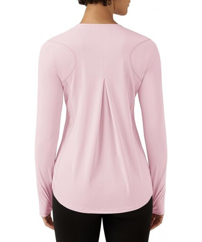 Women Long Sleeve Shirts UPF 50+ Uv Sun Protection Tops Workout Athletic Golf Running Gym Rash Guard Pink $10.00 Swimsuits