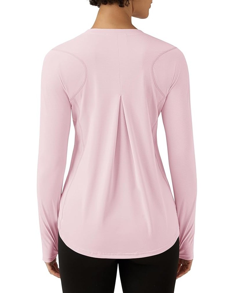 Women Long Sleeve Shirts UPF 50+ Uv Sun Protection Tops Workout Athletic Golf Running Gym Rash Guard Pink $10.00 Swimsuits