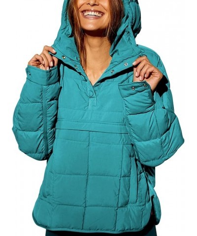 Womens Oversized Puffer Jacket Quilted Hoodies Pullover Long Sleeve Lightweight Warm Tops Coat B-blue $30.23 Jackets