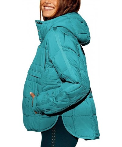 Womens Oversized Puffer Jacket Quilted Hoodies Pullover Long Sleeve Lightweight Warm Tops Coat B-blue $30.23 Jackets