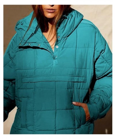 Womens Oversized Puffer Jacket Quilted Hoodies Pullover Long Sleeve Lightweight Warm Tops Coat B-blue $30.23 Jackets