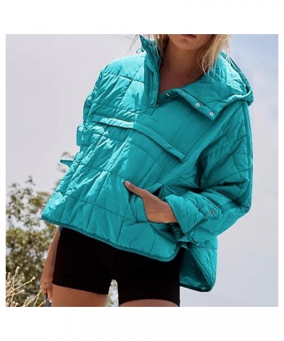 Womens Oversized Puffer Jacket Quilted Hoodies Pullover Long Sleeve Lightweight Warm Tops Coat B-blue $30.23 Jackets