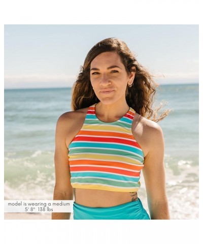 Women's Halter Top Swim Suit with UPF 50+ Sun Protection Rainbow $19.60 Swimsuits