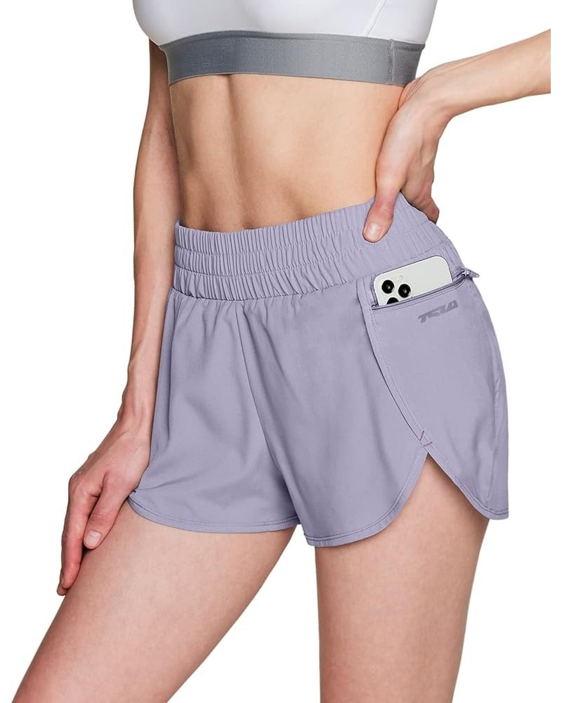 Women's Running Shorts, Dry Fit Active Sports Workout Shorts, Gym Exercise Athletic Short with Pockets Zipper Pocket Lavender...