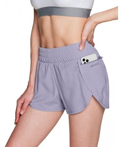 Women's Running Shorts, Dry Fit Active Sports Workout Shorts, Gym Exercise Athletic Short with Pockets Zipper Pocket Lavender...