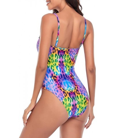 Women's Bandeau One Piece Swimsuits Purple Leopard $19.00 Swimsuits