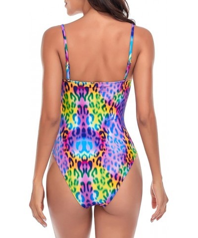 Women's Bandeau One Piece Swimsuits Purple Leopard $19.00 Swimsuits