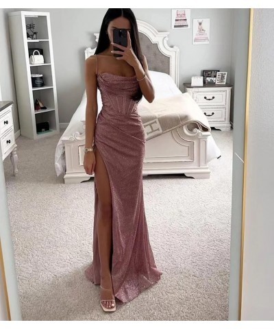 Sparkly Sequin Cocktail Prom Dress Ruch Spaghetti Straps Backless Mermaid Corset Formal Evening Party Gown Lavender $28.20 Dr...