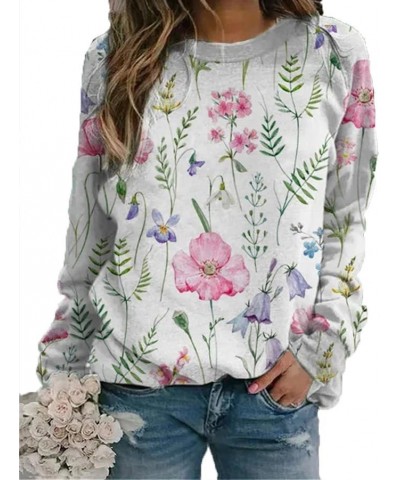 Women's Flower Landscape Print Long Sleeve Sweatshirt Crewneck Casual Floral Graphic Pullover Tops Color 13 $12.23 Hoodies & ...