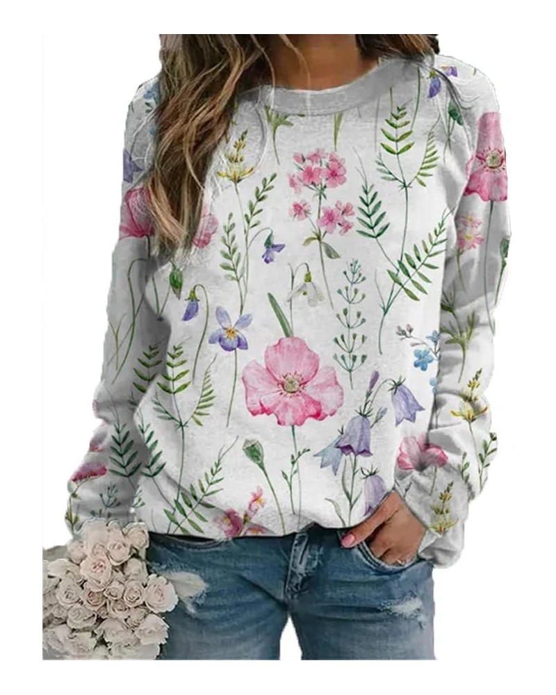 Women's Flower Landscape Print Long Sleeve Sweatshirt Crewneck Casual Floral Graphic Pullover Tops Color 13 $12.23 Hoodies & ...