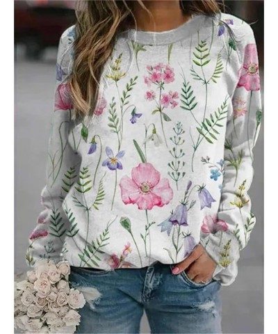 Women's Flower Landscape Print Long Sleeve Sweatshirt Crewneck Casual Floral Graphic Pullover Tops Color 13 $12.23 Hoodies & ...