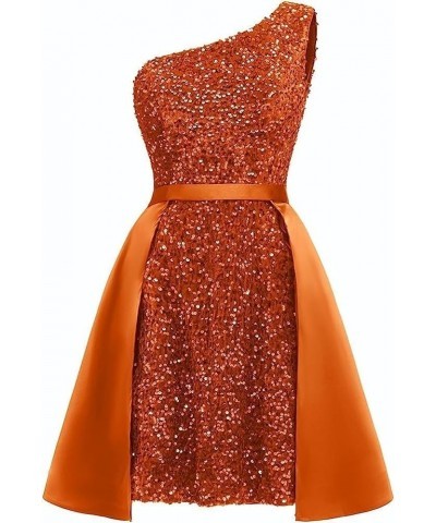 One Shoulder Sparkly Sequin Homecoming Dresses for Teens 2023 Short Prom Dresses Formal Cocktail Party Gowns Burnt Orange $28...