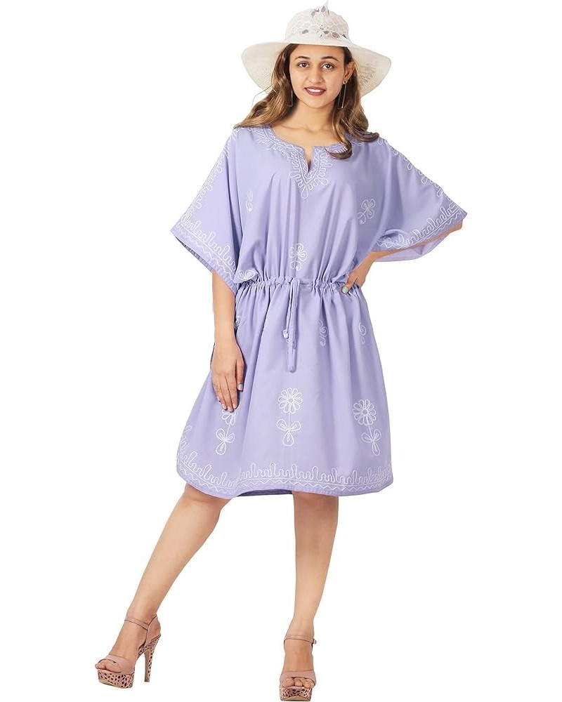 Women's Beach Caftan Bikini Casual Summer Cover Ups Swimwear Ladies Swimsuit Coverup Short Kaftan Dresses For Women Lilac, Fl...