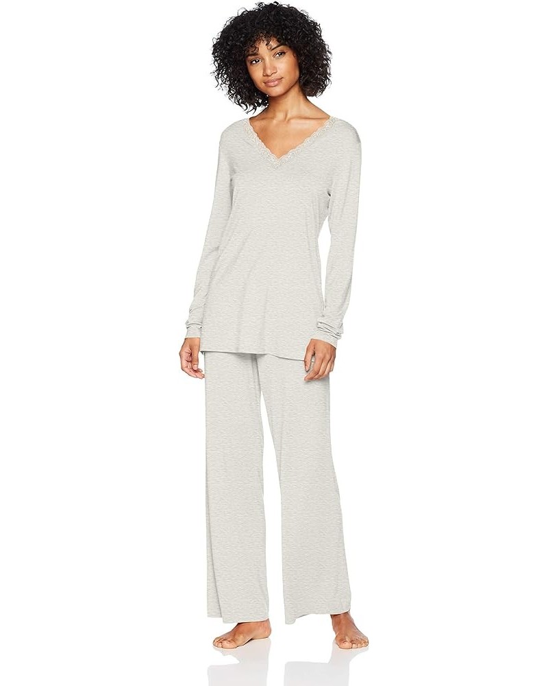 Women's Feathers Knit Long Sleeve Pj Light Heather Grey $37.07 Sleep & Lounge