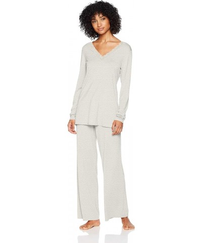 Women's Feathers Knit Long Sleeve Pj Light Heather Grey $37.07 Sleep & Lounge