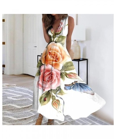 Womens Dresses Floral Print Wrap V Neck Sundresses Flowy Ruched Sleeveless Boho Dress Spring Beach Dresses 2-green $11.39 Dre...