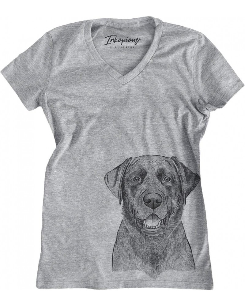 Bare Heath The Black Lab Labrador Retriever Dog Triblend T-Shirt Women's Grey Modern V-neck $15.40 T-Shirts