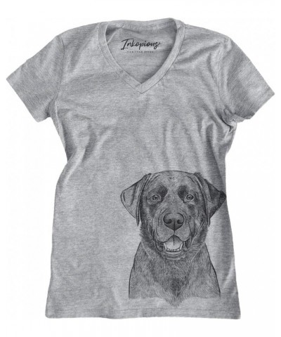 Bare Heath The Black Lab Labrador Retriever Dog Triblend T-Shirt Women's Grey Modern V-neck $15.40 T-Shirts