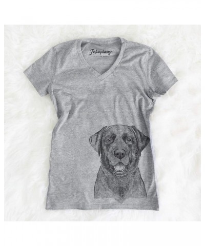 Bare Heath The Black Lab Labrador Retriever Dog Triblend T-Shirt Women's Grey Modern V-neck $15.40 T-Shirts