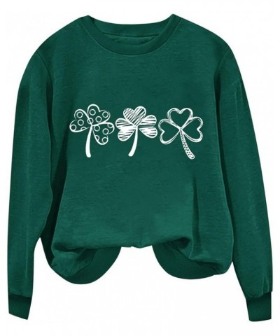 Women St Patricks Day Sweatshirt Long Sleeve Pullover Shirts Funny Shamrock Sweater Tops Cute Irish Outfits Clothing A06-gree...