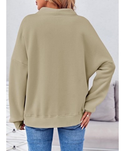 Women's Oversized Casual Jackets Fleece Drop Shoulder Button Down Long Sleeve Warm Jackets Beige $10.08 Jackets