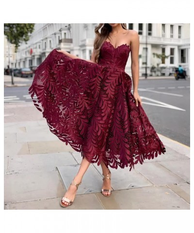 Strapless Lace Prom Off Shoulder Short Formal Evening Sweetheart Ball Gowns Tea Length Cocktail Party Dress Gold $44.10 Dresses