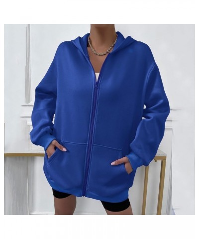 Womens Full Zip Up Hoodies TeenGirls Oversized Sweatshirt Y2K Cute Fall Tops Casual Drawstring Jacket with Pockets 04-blue $7...