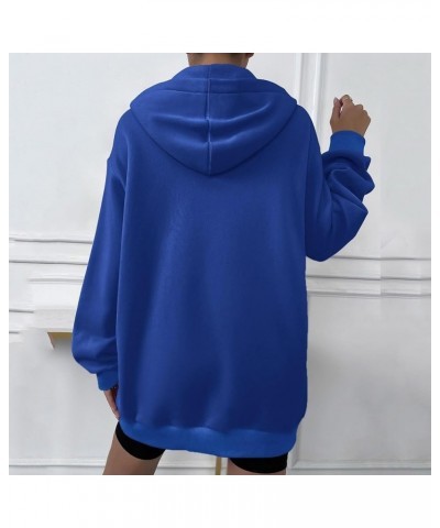 Womens Full Zip Up Hoodies TeenGirls Oversized Sweatshirt Y2K Cute Fall Tops Casual Drawstring Jacket with Pockets 04-blue $7...