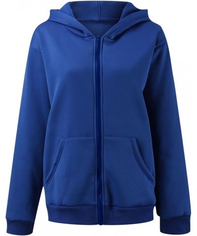 Womens Full Zip Up Hoodies TeenGirls Oversized Sweatshirt Y2K Cute Fall Tops Casual Drawstring Jacket with Pockets 04-blue $7...