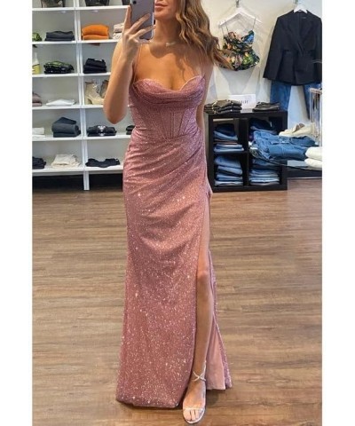 Sparkly Sequin Cocktail Prom Dress Ruch Spaghetti Straps Backless Mermaid Corset Formal Evening Party Gown Lavender $28.20 Dr...