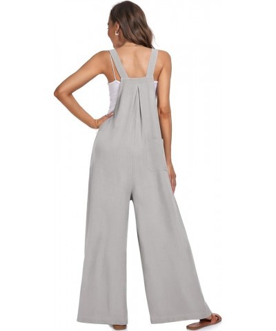 Womens Overalls Casual Wide Leg Jumpsuits Bib Summer Rompers Jumpers Sleeveless Straps With Pockets Outfits Light Gray $10.25...