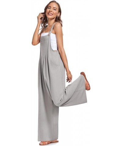 Womens Overalls Casual Wide Leg Jumpsuits Bib Summer Rompers Jumpers Sleeveless Straps With Pockets Outfits Light Gray $10.25...