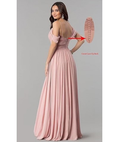 Women's Off Shoulder Bridesmaid Dresses Floor Length with Pockets A Line Chiffon Formal Dress Pleated Ocean Blue $29.89 Dresses