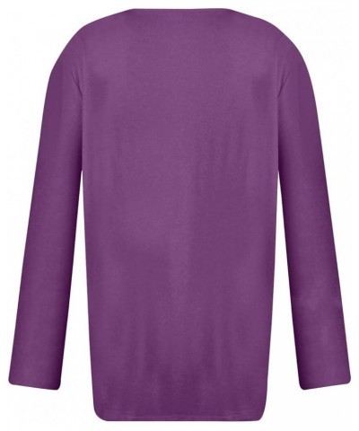 Shirts for Women,Women'S Pleated Button V Neck Tops Loose Long Sleeve Sweatshirt Pullover Comfy Fall T-Shirts 4-dark Purple $...