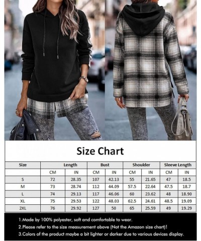 Women's Plaid Patchwork Hooded Sweatshirts Casual Long Sleeve Loose Fashion Hoodie Pullover Shirts Tops A-green $12.99 Hoodie...