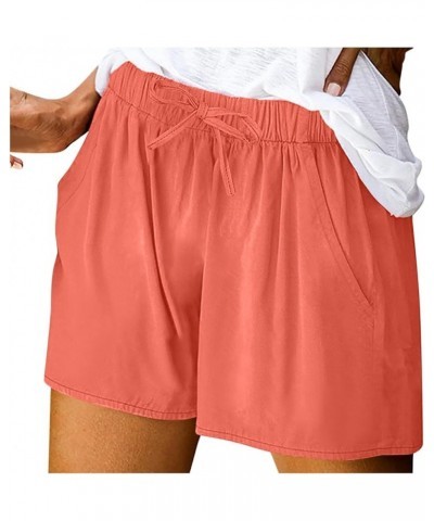 2023 Summer Casual Shorts for Women Drawstring Elastic Waist Beach Athletic Shorts Pocketed Comfy Cotton Lounge Shorts Ca- Re...