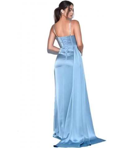 Satin Mermaid Prom Dresses for Women Spaghetti Straps Cowl Neck Pleated Long Formal Evening Gowns Grape $22.00 Dresses