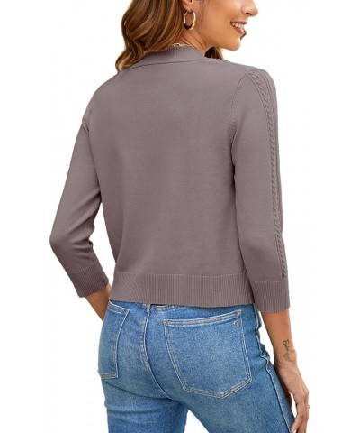 Women's Cropped Cardigan Sweater 3/4 Sleeve Open Front Bolero Shrug Sweaters Soft Cotton Knit Jacket Top Coffee $17.09 Sweaters