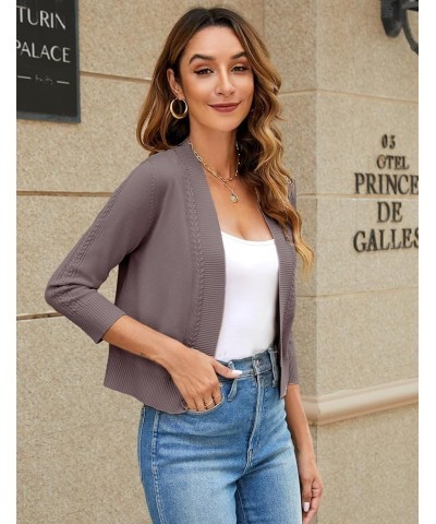 Women's Cropped Cardigan Sweater 3/4 Sleeve Open Front Bolero Shrug Sweaters Soft Cotton Knit Jacket Top Coffee $17.09 Sweaters