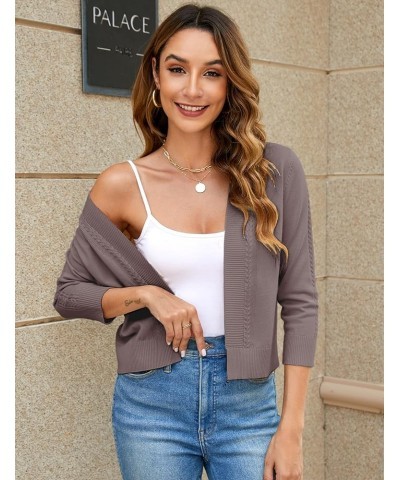 Women's Cropped Cardigan Sweater 3/4 Sleeve Open Front Bolero Shrug Sweaters Soft Cotton Knit Jacket Top Coffee $17.09 Sweaters