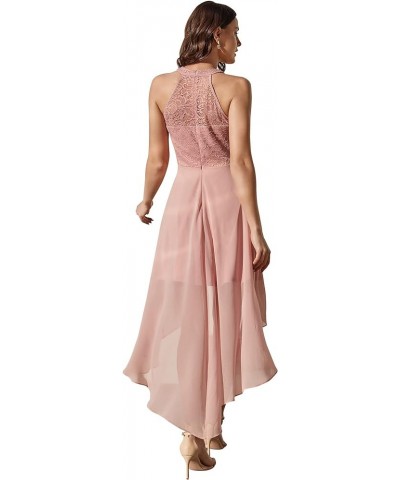 Women's Sleeveless Halter Floral Lace Formal Dress Cocktail Party Dress Bridesmaid Dress Hilo-blush $31.31 Dresses