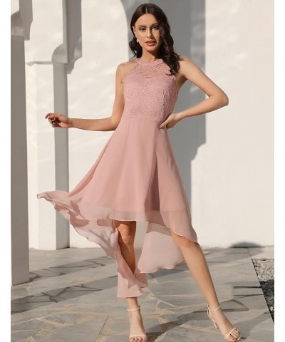 Women's Sleeveless Halter Floral Lace Formal Dress Cocktail Party Dress Bridesmaid Dress Hilo-blush $31.31 Dresses