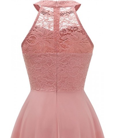 Women's Sleeveless Halter Floral Lace Formal Dress Cocktail Party Dress Bridesmaid Dress Hilo-blush $31.31 Dresses