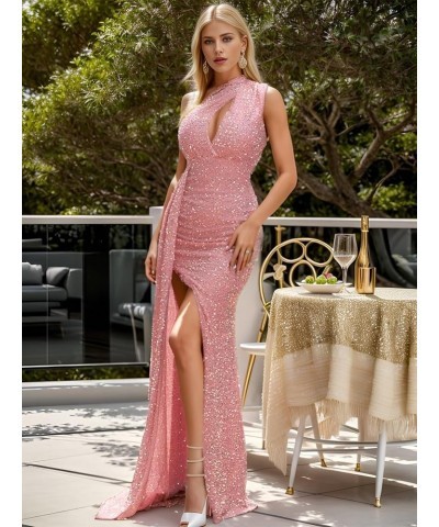 Mermaid Sequin Prom Dresses Long One Shoulder Evening Gowns with Slit Tight Formal Party Dresses with Tail Purple $41.84 Dresses