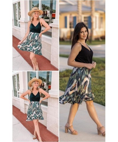 Womens Summer Floral Wrap V Neck Adjustable Spaghetti Casual Ruffle Dress Spaghetti Strap Floralc $17.35 Dresses