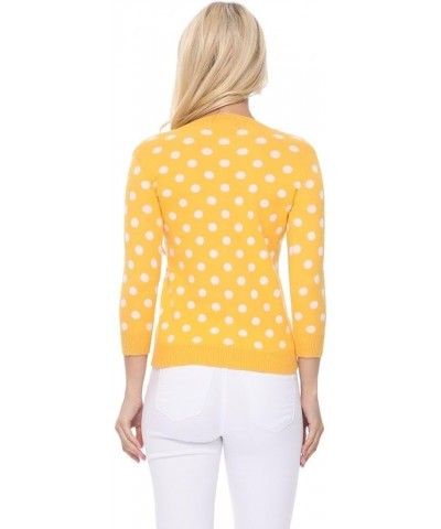 Women's Knit Cardigan Sweater – Long Sleeve Crewneck Polka Dot Jacquard Button Down Casual Lightweight Knitted Top A.mk3104 -...