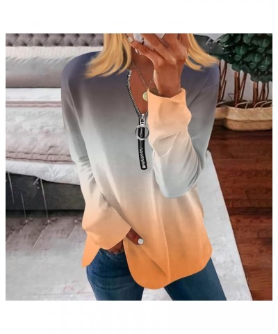 Going Out Tops for Women Printing Quarter Zipper Sweatshirts V Neck Long Sleeve T Shirts Casual Loose Outfit 5-dark Gray $9.6...