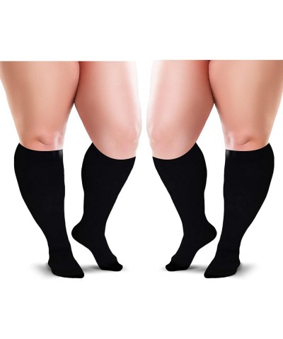 Knee High Compression Socks 15-20 mmHg 4X-Large Black/Beige (2-Pair) $8.80 Activewear