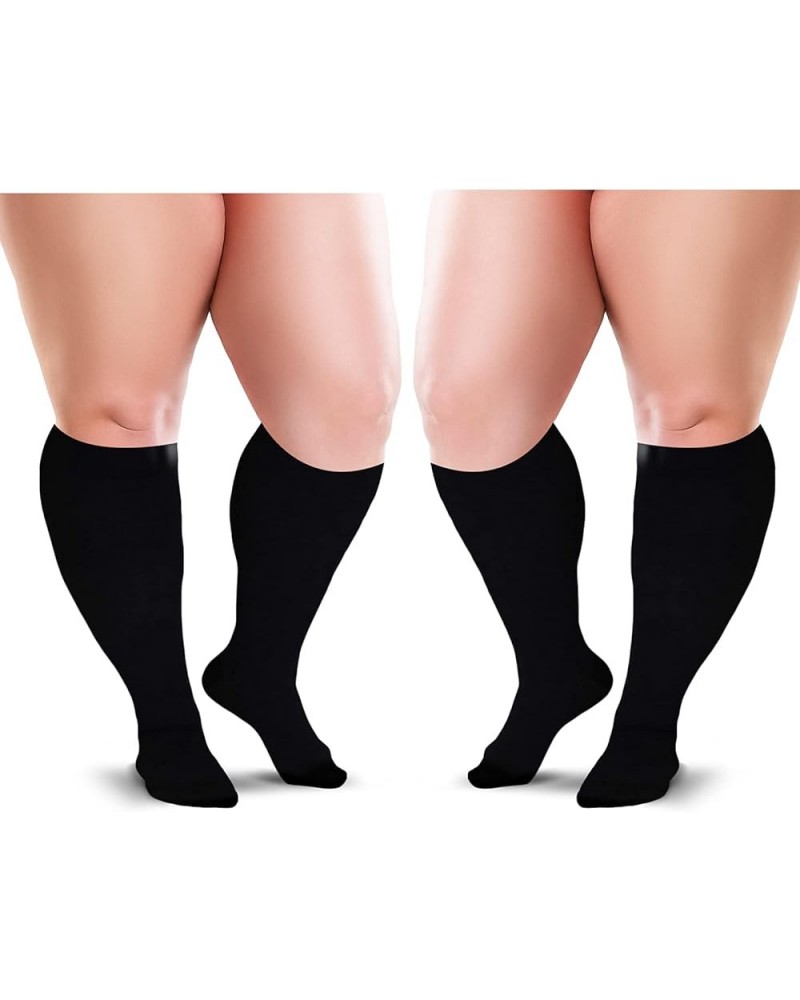 Knee High Compression Socks 15-20 mmHg 4X-Large Black/Beige (2-Pair) $8.80 Activewear